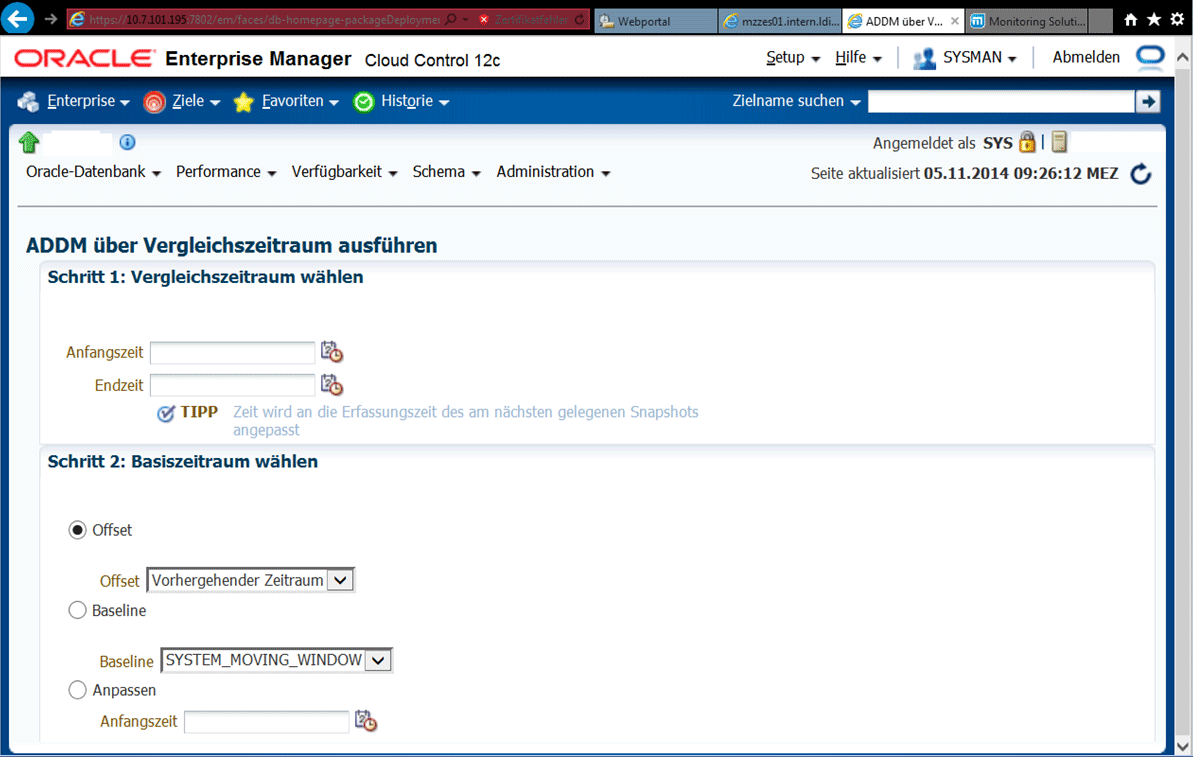 Abb.5: Compare ADDM im Oracle Enterprise Manager Cloud Control 12c. © Angelika Gallwitz