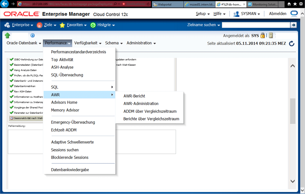 Abb.6: Compare ADDM im Oracle Enterprise Manager Cloud Control 12c. © Angelika Gallwitz