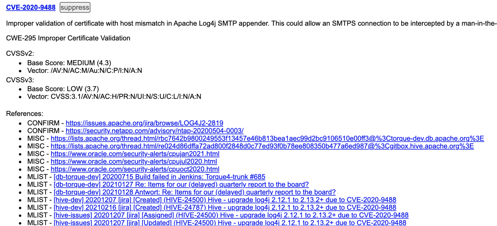 Abb. 2: HTML-Report von Dependency Check für eine beispielhafte Schwachstelle. © Christian Kühn
