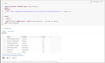 Abb. 6: Abfragen von CSV-Daten über SQL. Quelle: Screenshot aus Azure Databricks