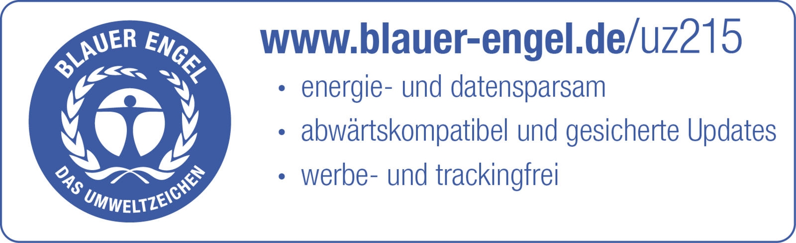 Abb. 1: Wofür der Blaue Engel für Software steht © www.blauer-engel.de/uz215