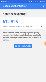 Abb. 5: Google Authenticator. © anderScore GmbH 