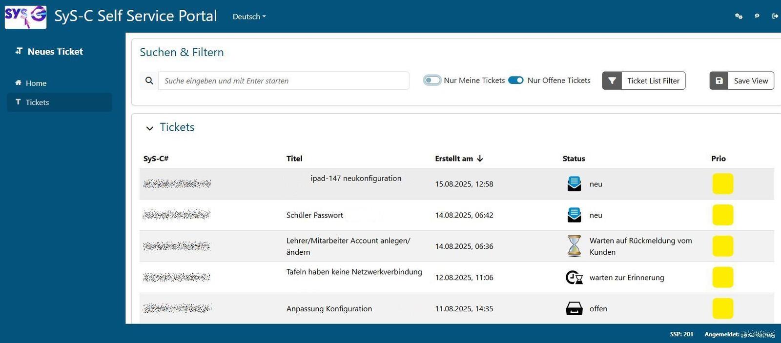 Abb. 3: KIX-Self-Service-Portal beim SyS-C © SyS-C