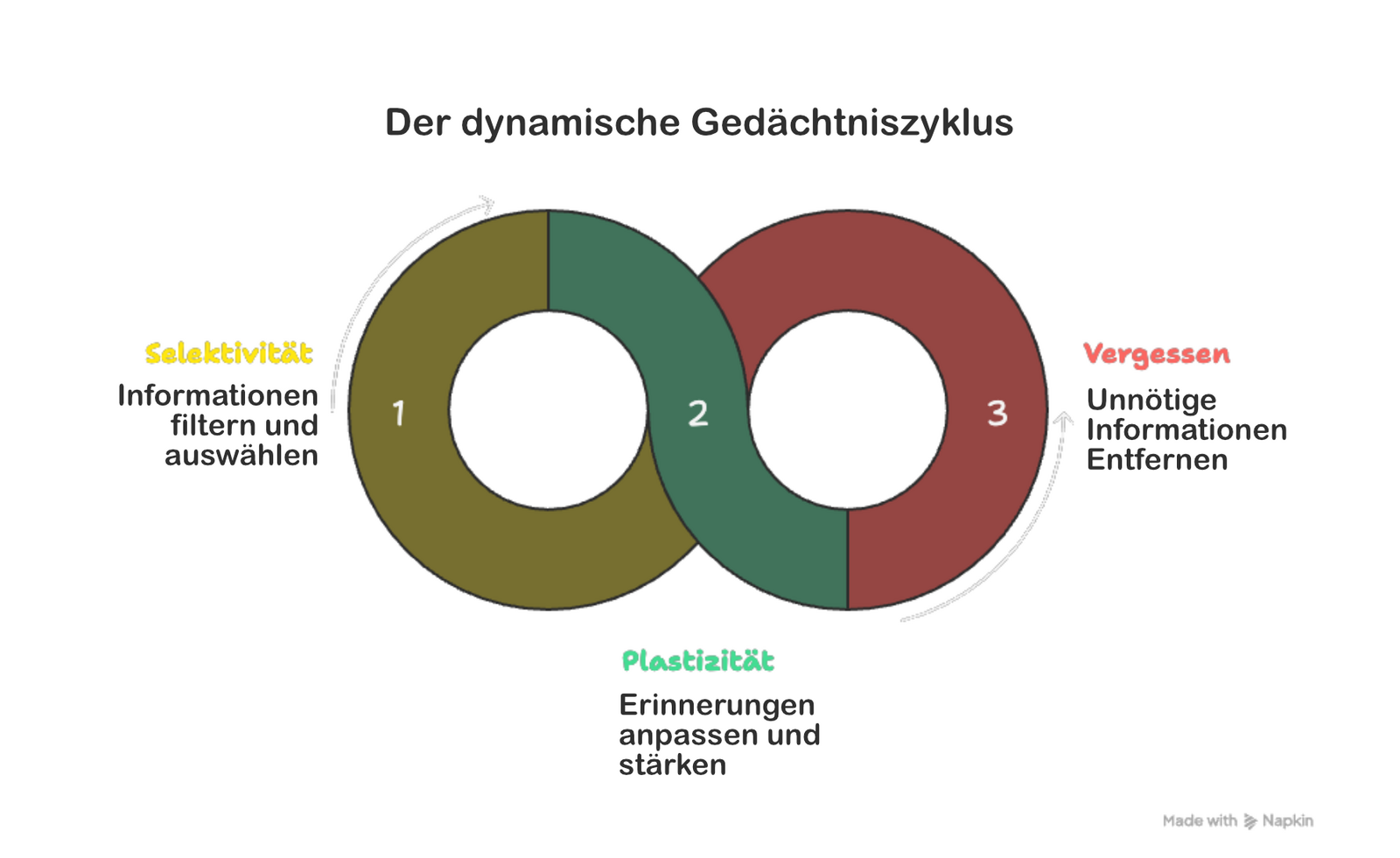 Abb. 1: Schematische Darstellung der drei fundamentalen Prinzipien des dynamischen Gedächtnisses