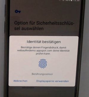 Abb. 8: Registrierung und Verwendung des Fingerprint-Readers unter Android. © anderScore GmbH 