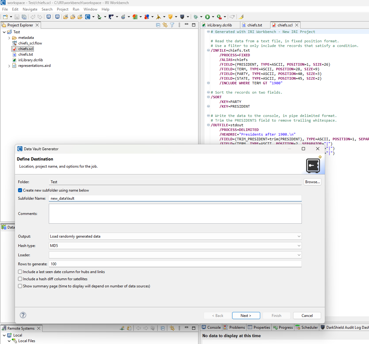 Abb. 2: Datengenerator zum Erstellen von synthetischen Testdaten. Bild: Screenshot RowGen
