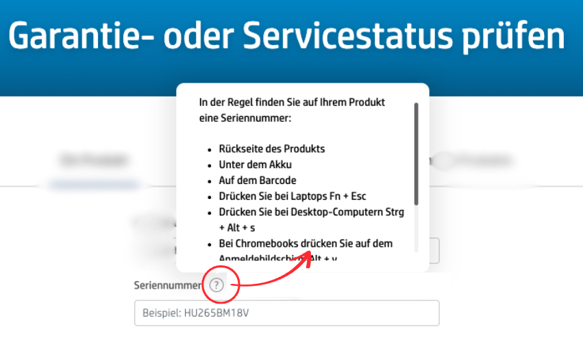 Abb. 7: Tooltip zur Auffindbarkeit einer Seriennummer. Quelle: HP-Support Abb. 7: Tooltip zur Auffindbarkeit einer Seriennummer. Quelle: HP-Support