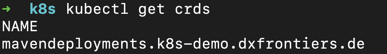 Abb. 2: Auflistung der bekannten Custom Resource Definitions. © N. Neugebauer & M. Seifert  Abb. 2: Auflistung der bekannten Custom Resource Definitions. © N. Neugebauer & M. Seifert
