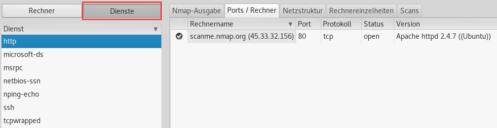Abb. 10: Die gefundenen Dienste. © Eric Amberg
